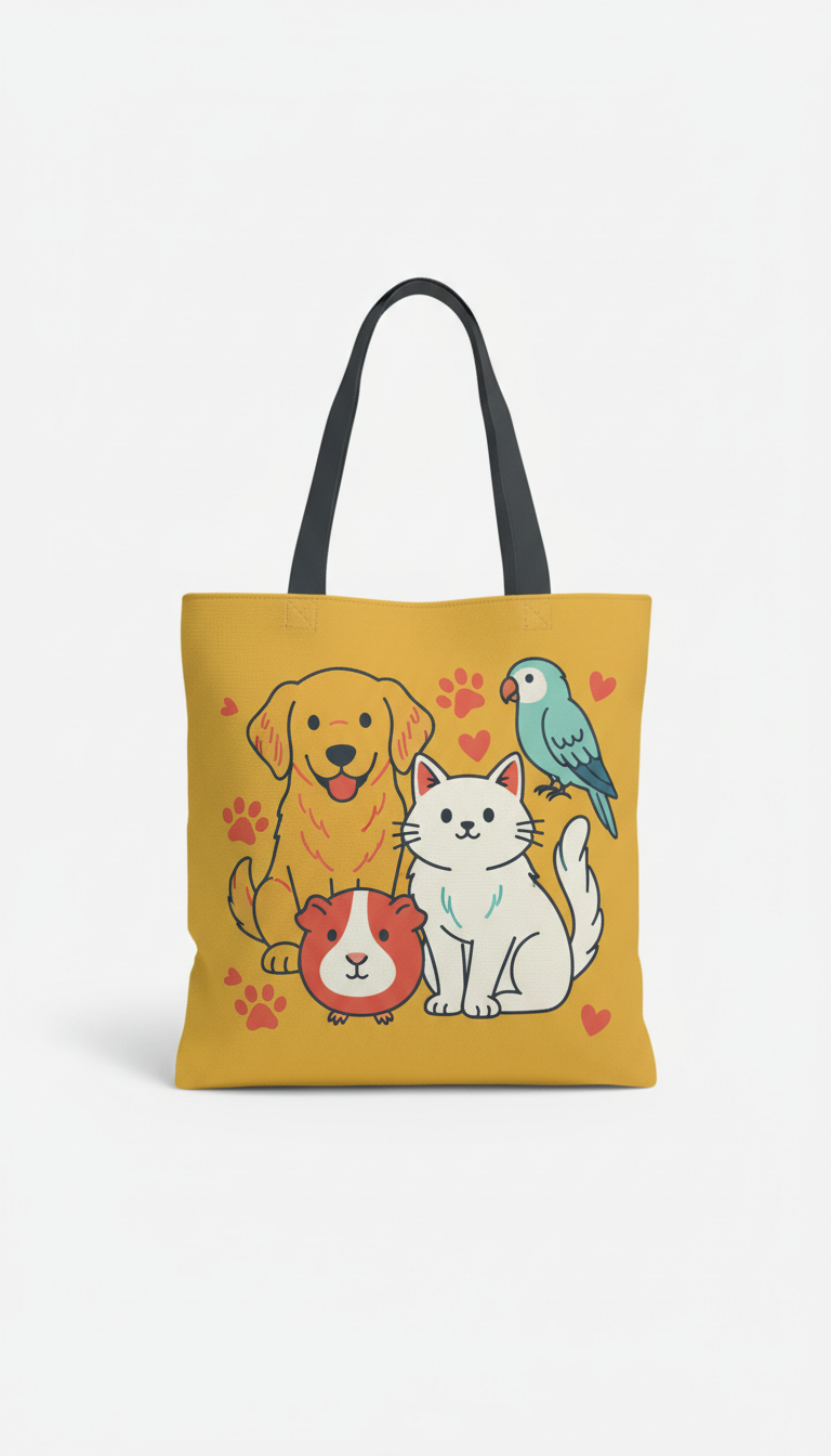 Illustrated Tote Bag For Pet Lovers